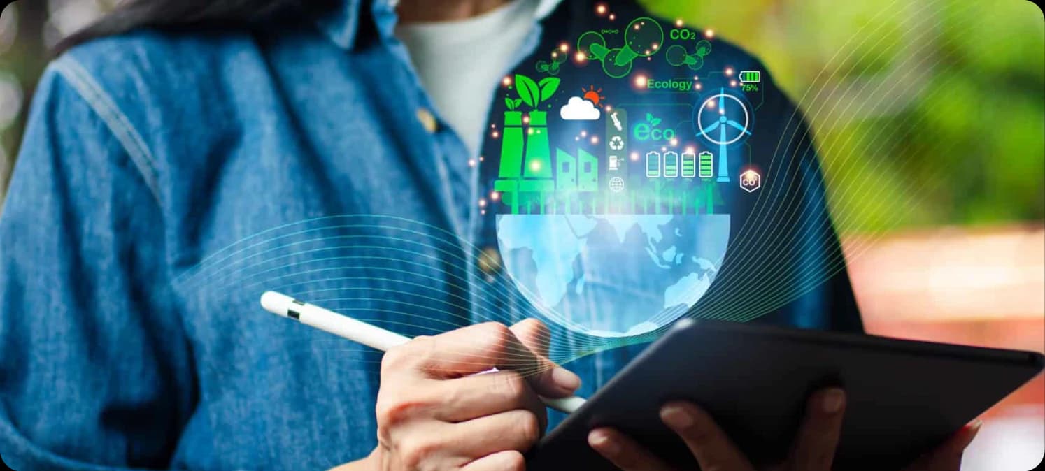 Sustainability reporting on a tablet